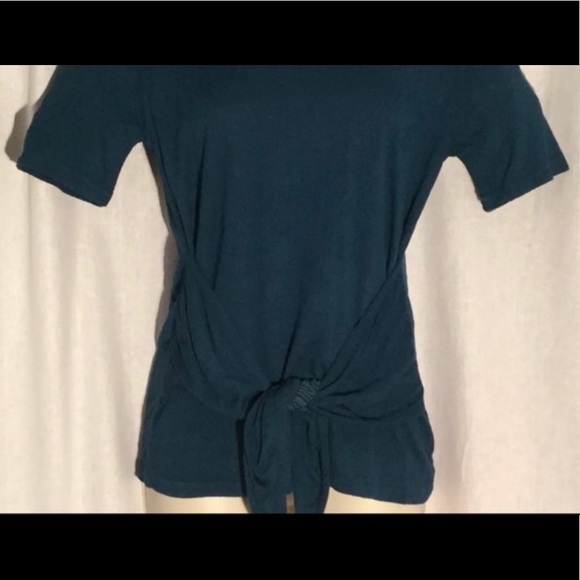 Lucky Brand Teal Tie Front Tee Size Med - Picture 3 of 6